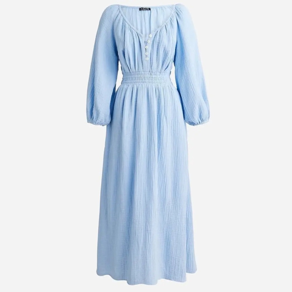 Light Blue Maxi Dress with Smocked Waist